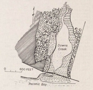 Map of Downs Creek and Peconic Bay